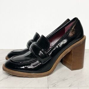 Franco Sarto Raven Black Patent Heeled Loafer 10M